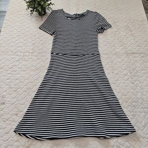 Madewell Black & White Striped Gallerist Ponte Dress, Size Medium